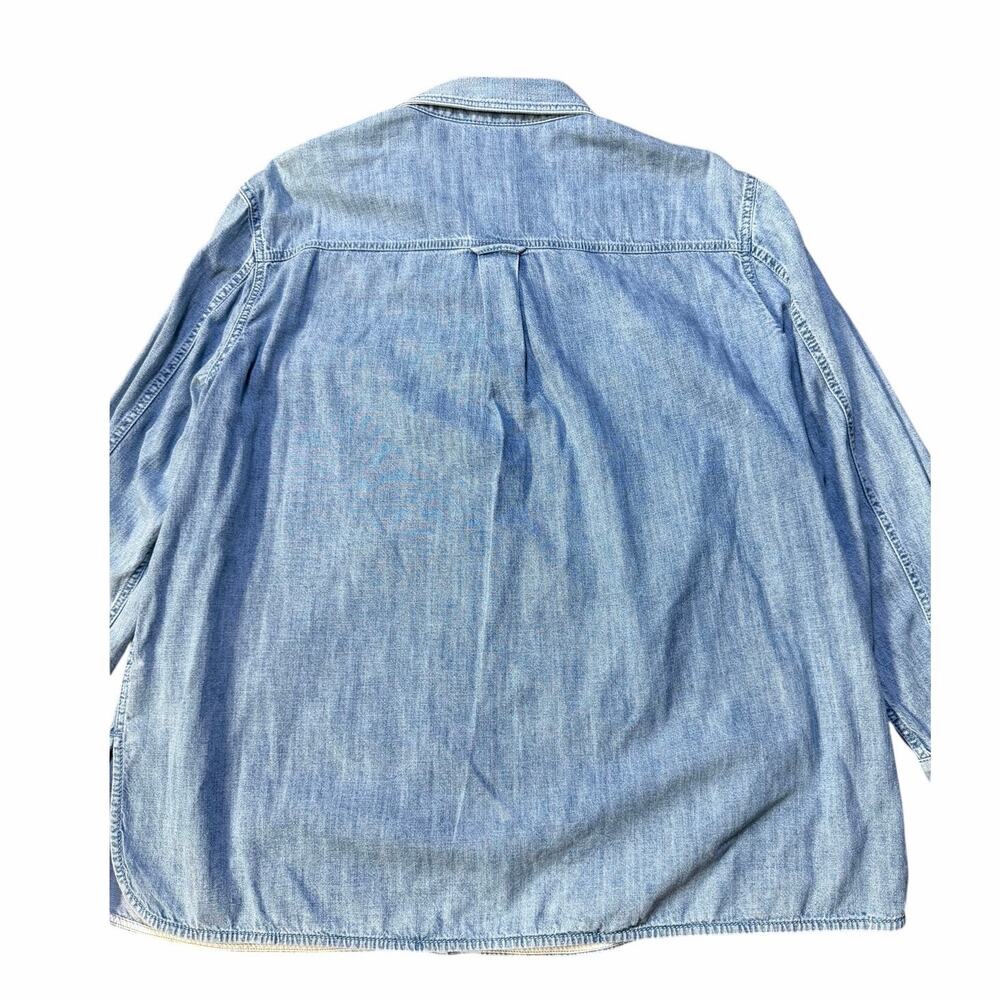 Lafayette 148 New York Denim Chambray Patch Pocket Button Up Shirt - Picture 6 of 6